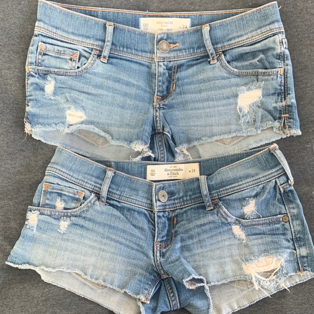 Abercrombie & Fitch Blue Distressed Shorts